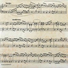 4x Single Lunch Paper Napkins for Decoupage and Party - Sheet Music