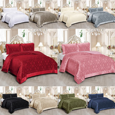 Quilted Luxury Jacquard Bedspread Damask Comforter Bedding Set Double King Throw