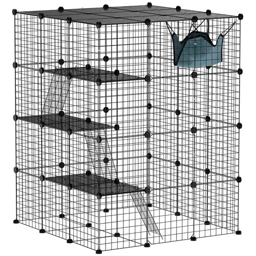 Pawhut diy tier cat cage - cat,