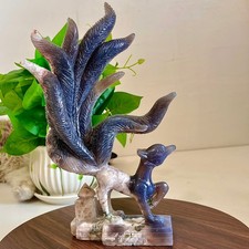 3.08lb Natural black cherry blossom handmade carved elephant home decoration