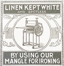 1895 MANGLE IRONING Flat Laundry Press Machine~S.C. Johnson Racine Wis. Print Ad