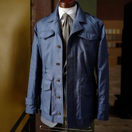Navy linen cotton men - linen, safari