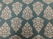 Florence Toile Fabric material TEAL Blue Linen Cotton Curtain Blind Upholstery