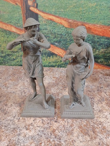 Antique spelter statues - spelter, in