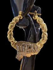 Gold Plated Gypsy Wagon Earrings,Romany Bling (Stainless Steel) Stones Encrusted