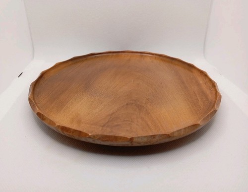Wooden serving tray scalloped - tray,