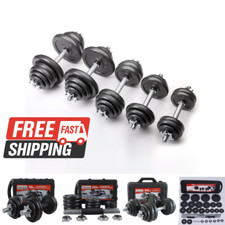 Adjustable Cast Iron Dumbbell Barbell Set 15-50KG Home Gym Weights Unisex Kit