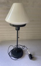 IKEA Alvangen Table Lamp 10937 Vintage Rare Discontinued Grey Steel Milk Glass