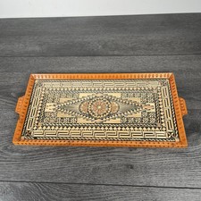 Vintage Wooden Tray With Straw