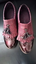 PITILLOS WEDGE HEEL, SLIP ON SHOES WITH TASSELS. BURGUNDY/WINE SIZE UK 5 EXC.CON