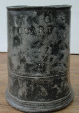 Rare Antique QUART Imperial Pewter Tankard / Jug  With Mark VR (Victoria Regina)