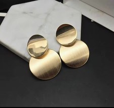 LARGE STATEMENT EARRINGS metal GOLD FASHION drop dangle circle Zara style gift