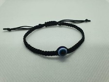 Handmade Black Cord Bracelet Protection with Evil Eye Charm