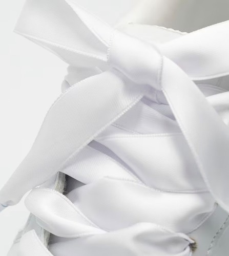 White satin ribbon shoelaces - white,