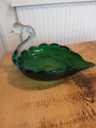 Glass swan trinket tray - swan,