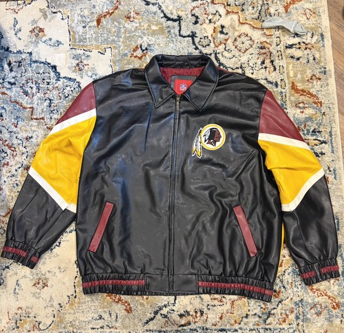 Vintage 90s leather jacket - leather, nfl
