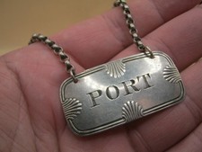 Antique Victorian Sterling Silver Bottle Tag Decanter Label PORT GEORGE UNITE