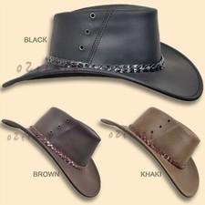 【oZtrALa】 Oiled KANGAROO Leather Hat Cowboy Western Outback Mens Golf AUSTRALIAN