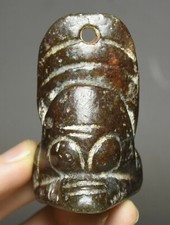 6CM China Hongshan Culture Old Jade Carve Sun God Helios Sun-God Amulet Pendant