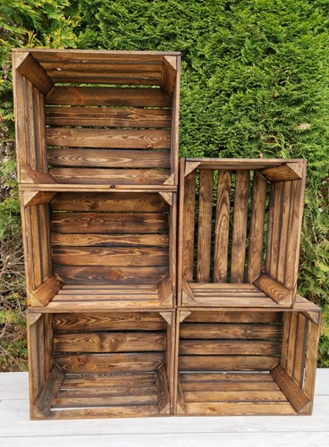 Vintage wooden crates burnt - wooden, crates,