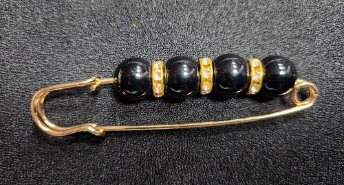 Bandage pin black beads - w,