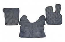 Black w/ Blue Stitches Eco Leather Floor Mats for RightHD DAF XF 106 Automatic #