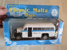 Original Classic Malta Bus Diecast Model Boxed White With Blue Stripe