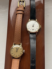 Ladies 9ct Gold Vintage Pair Wrist Watches  Omega/certina Hallmarks Manuals