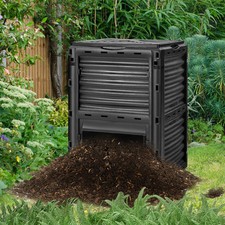 Large Outdoor Compost Bin 300L for Garden Scraps-Black