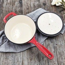 Cast Iron Cookware Saucepan Set Pan Pot Kitchen Cooking Lid 2-Quart Oven Kitchen