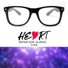 GloFX Heart Effect Diffraction Glasses - See Hearts! Patented Lens - UK Stock