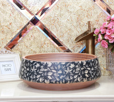 Floral Vintage Bathroom Cloakroom Ceramic Counter Top Basin Sink Washing Bowl
