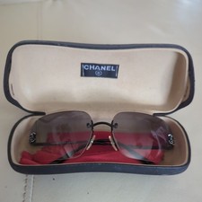 Chanel Vintage Grey Rimless Ladies Sunglasses Sunglasses with cloth  And Case