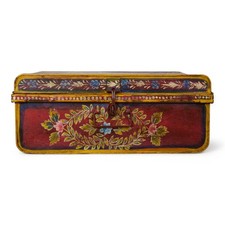 Vintage Metal Indian Hand Painted Travel Trunk Chest