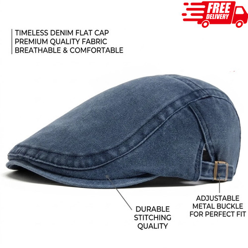 Men flat cap - washed, newsboy