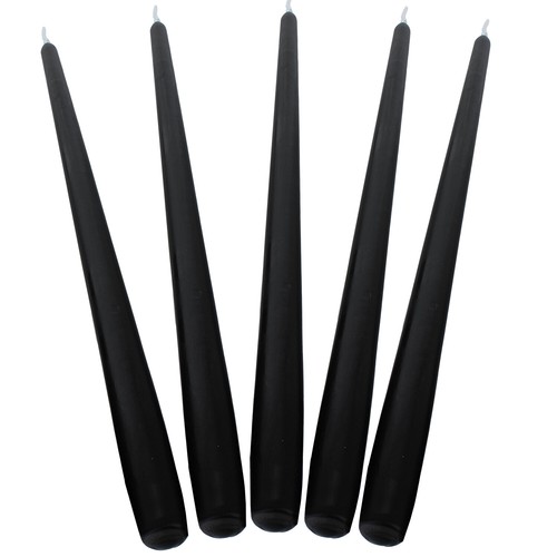 Black taper dinner candles - black,