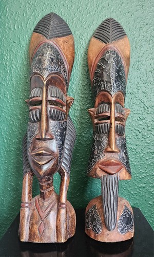 Vintage pair wooden - of, and
