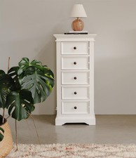 White Tallboy Narrow Chest of Drawers Bedroom Furniture Gainsborough ASSEMBLED
