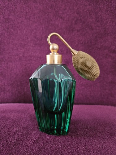 Vintage green glass perfume - vintage,