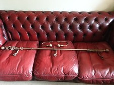 COPPER EXTENDABLE CURTIAN POLES - WITH FINIALS & METAL TIE BACKS & 30 RINGS