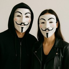 White Plastic V for Vendetta Face Mask –Purge, Anonymous & Halloween Fancy Dress