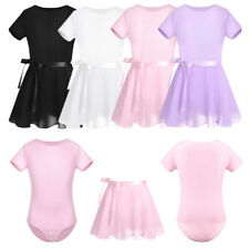 UK Girls Ballet Dance Leotard Kids Gymnastics Chiffon Tutu Skirt Romper Dress
