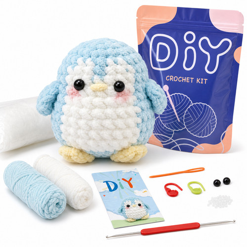 Blue penguin crochet - blue, for