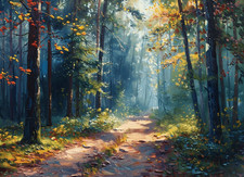 Woodland Forest Trees Canvas