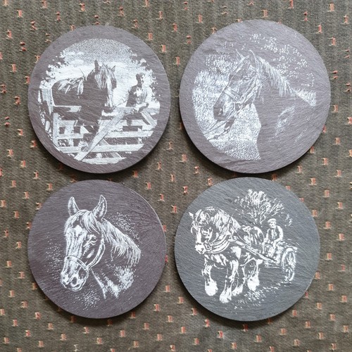 Round slate coasters - 4,