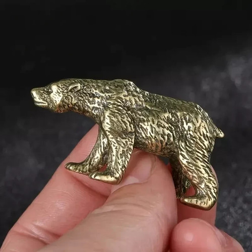 Solid small brass bear - solid, animal