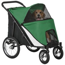PawHut Foldable Pet Stroller with Cushion, for M, L Dogs - Green