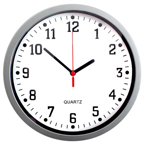 Silver wall clock - wall, round