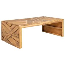 Coffee Table Erosion Solid Teak Wood 110x35x38 cm vidaXL