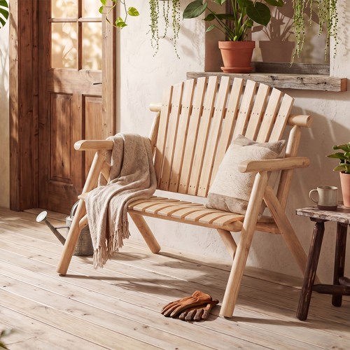 Solid wood outdoor loveseat - outdoor,